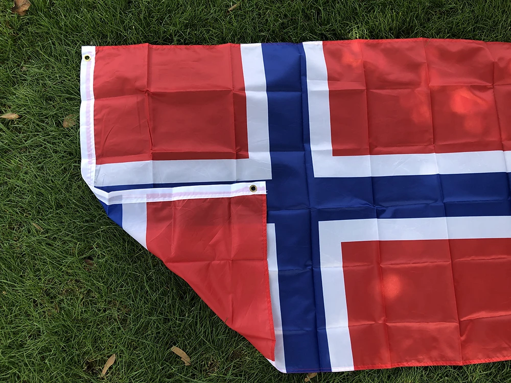 Фото Флаг Норвегии 90x150 см, Kongeriket Noreg Norge, полиэстер, стандартный, для подвешивания, баннер №4