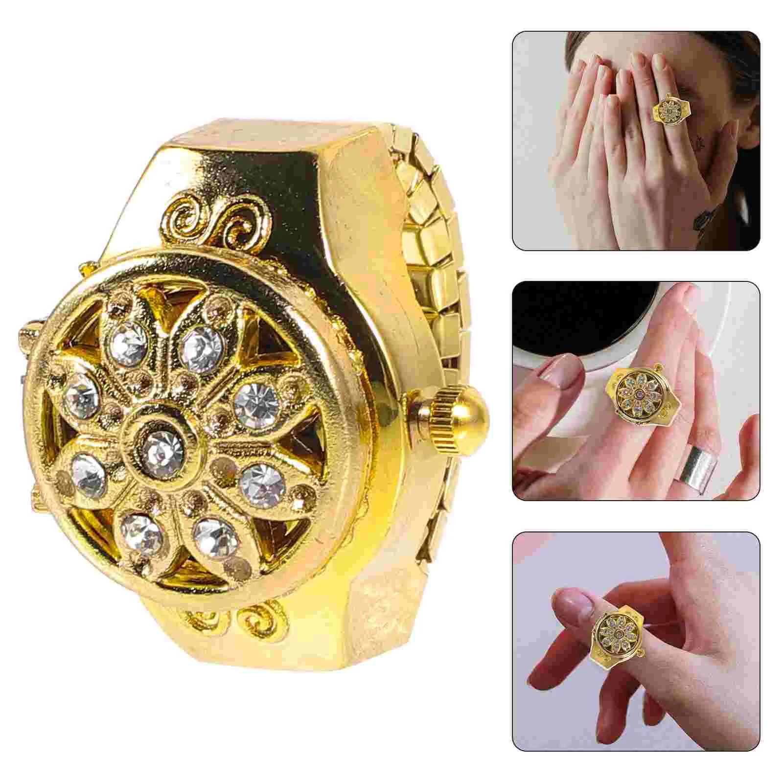 

Outdoor Watch Boy Finger Ring Temperament Round Stainless Steel Delicate Decor Rings Miss