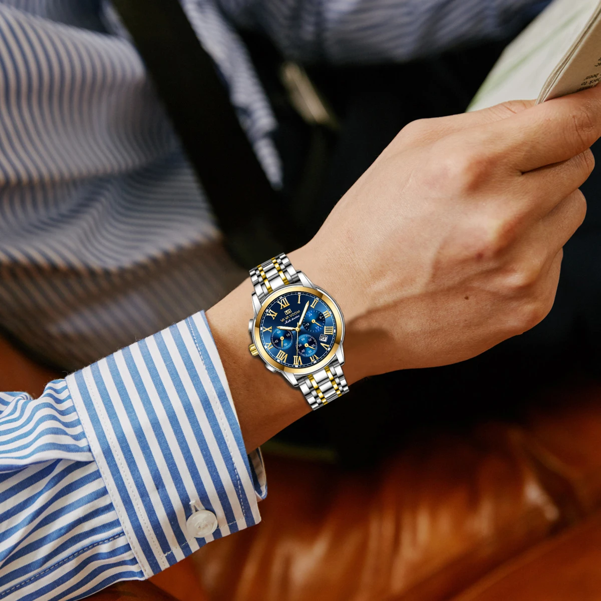 Новинка 2024 мужские многофункциональные часы из нержавеющей стали 40 мм Роскошные