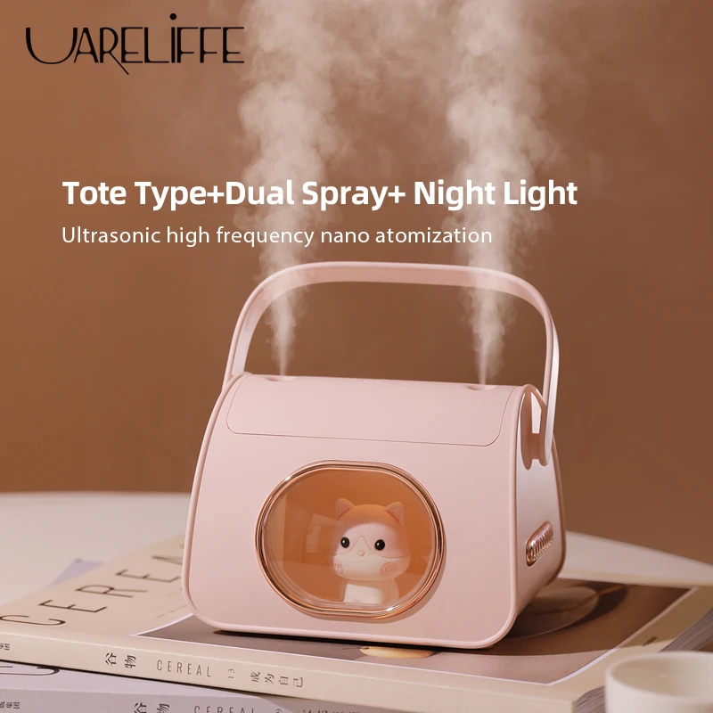 

Uareliffe Pet Doll Portable Air Humidifier Double Spray Nozzle Humidificador For Home Car Cool Mist Sprayer With Colorful Soft N