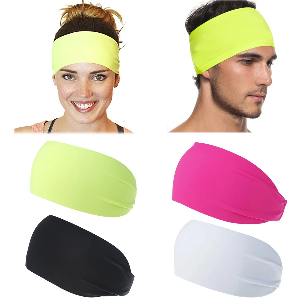 

Unisex Stretchy Sports Headband Non Slip Yoga Hair Bands Moisture Wicking Fitness Sweat Band Fluorescence Color Running Hairband