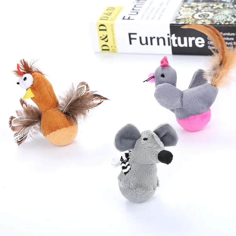 

New Interactive Toy Animation Animal Tumbler Pet Training Supplies Cat Dog Funny Cat Toy Funny Cat and Mouse Toy Chick Feather