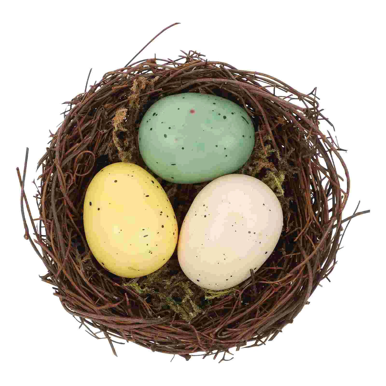

Bird Easter Artificial Decor Egg Ornaments Faux Birds Eggs Decorative Rattan Christmas House Foam Ornament Party Fake Decoration
