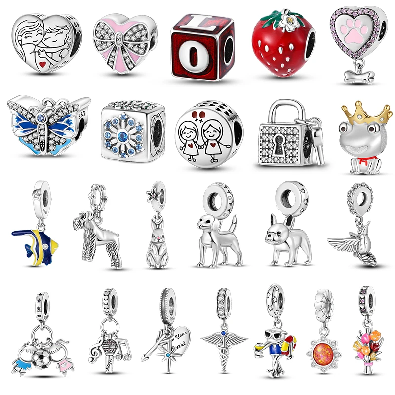 

QWC 2022 New design beads LOVE cube frog king bead 925 Sterling Silver 925 Original Bracelet Charm pendientes For Women Jewelry