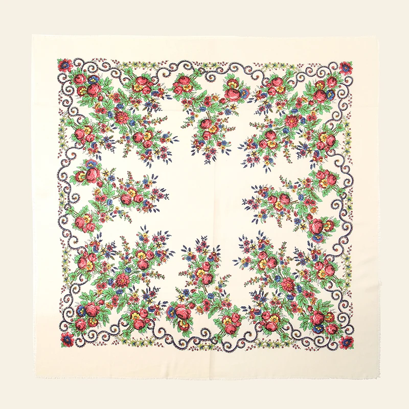 Модный русский квадратный шарф шали мусульманские женские шарфы с цветочным