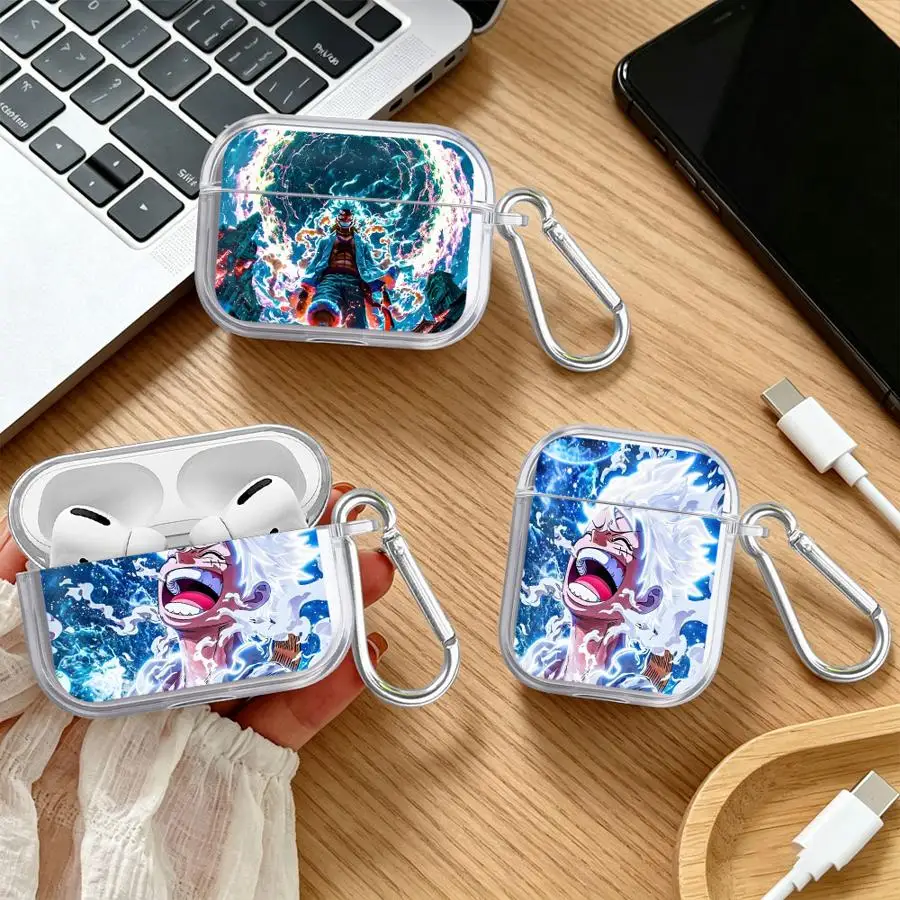 Фото Прозрачные чехлы для наушников Airpods 2 1 3 4 Pro2 Pro3 Pro One Piece Luffy Art №1