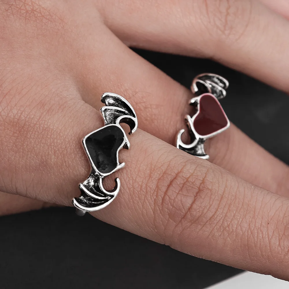 2Pcs Creative Heart Matching Couple Rings Set Forever Love Wedding Open Ring for Women Men Charm Valentine's Day Jewelry Gift images - 6