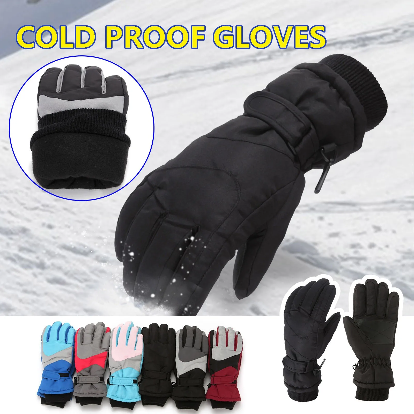 

2022 Kids Gloves Winter Fleece Warm Color Block Gloves Children Fashion Boys And Girls Thick Ski Outdoor Mittens 6-11 Years Old