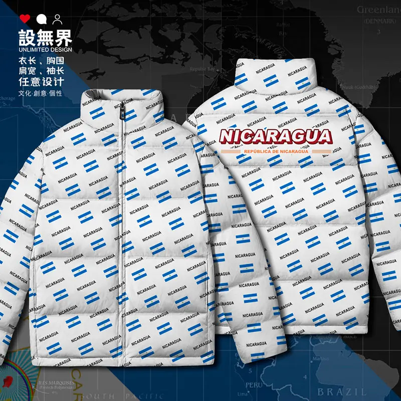 Никарагуа Никарагуанский флаг страны белого утиного пуха куртки мужская одежда