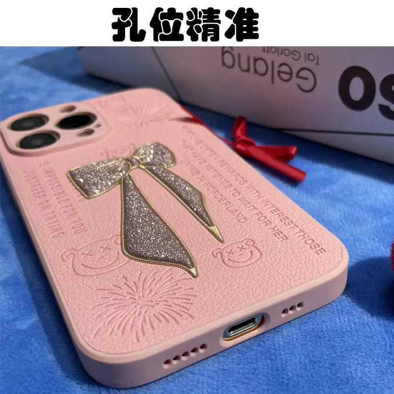 

For iphone 14Promax 1312 11 x series personality creative net red bow all-inclusive fall proof phone case