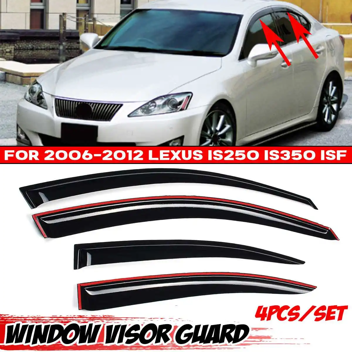 

New 4x Car Door Window Visor Rain Sun Wind Guard Vent Shade Deflector For Lexus IS250 IS350 ISF 2006-2012 Awnings Shelters Shade