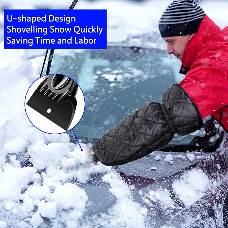 

Ice Scraper Mitt, Windshield Snow Scraper Mitt With Waterproof Glove Lined Of Thick Fleece For Car SUV Truck