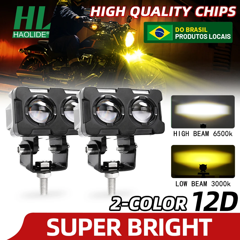 HAOLIDE Мотоциклетный светодиодный прожектор 2-дюймовый двухцветный