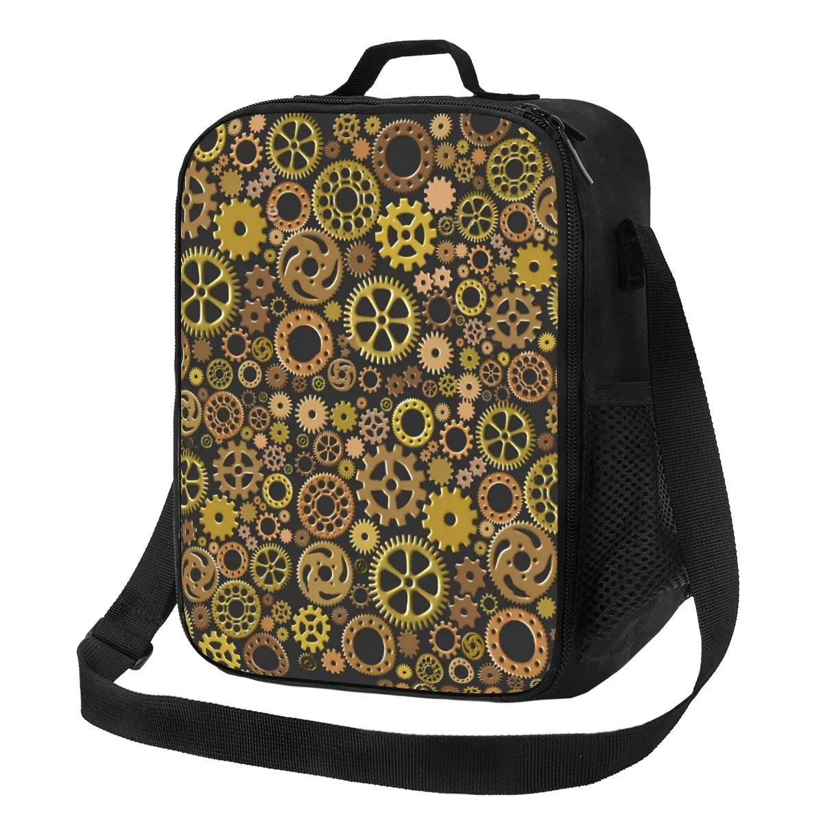 

Steampunk Style Lunch Bag Gears Print Outdoor Picnic Lunch Box For Unisex Funny Design Thermal Lunch Bags Waterproof Cooler Bag