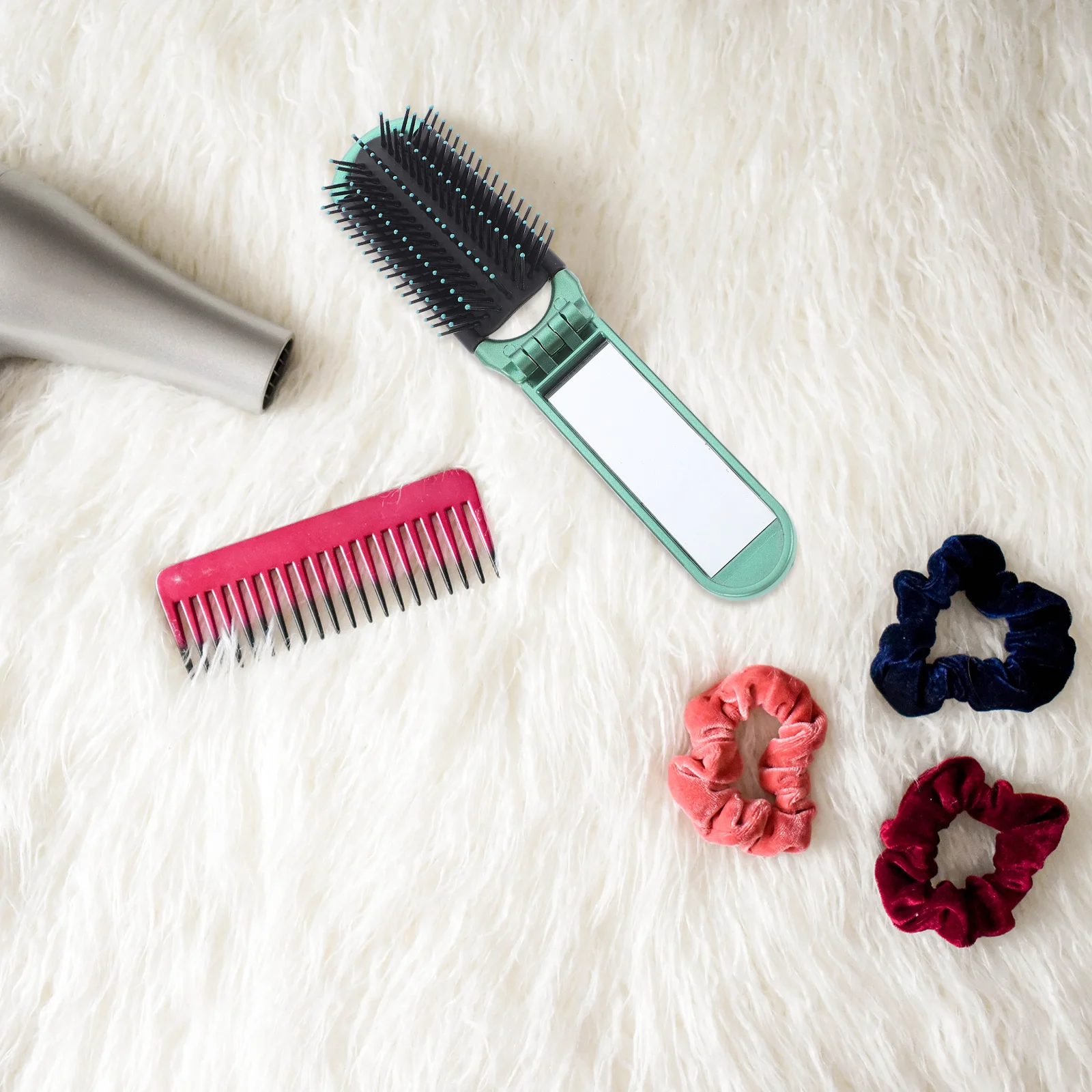 

4 pcs Folding Hair Brush Mirror Foldable Comb Mirror Portable Hair Brush Travel Hair Brush