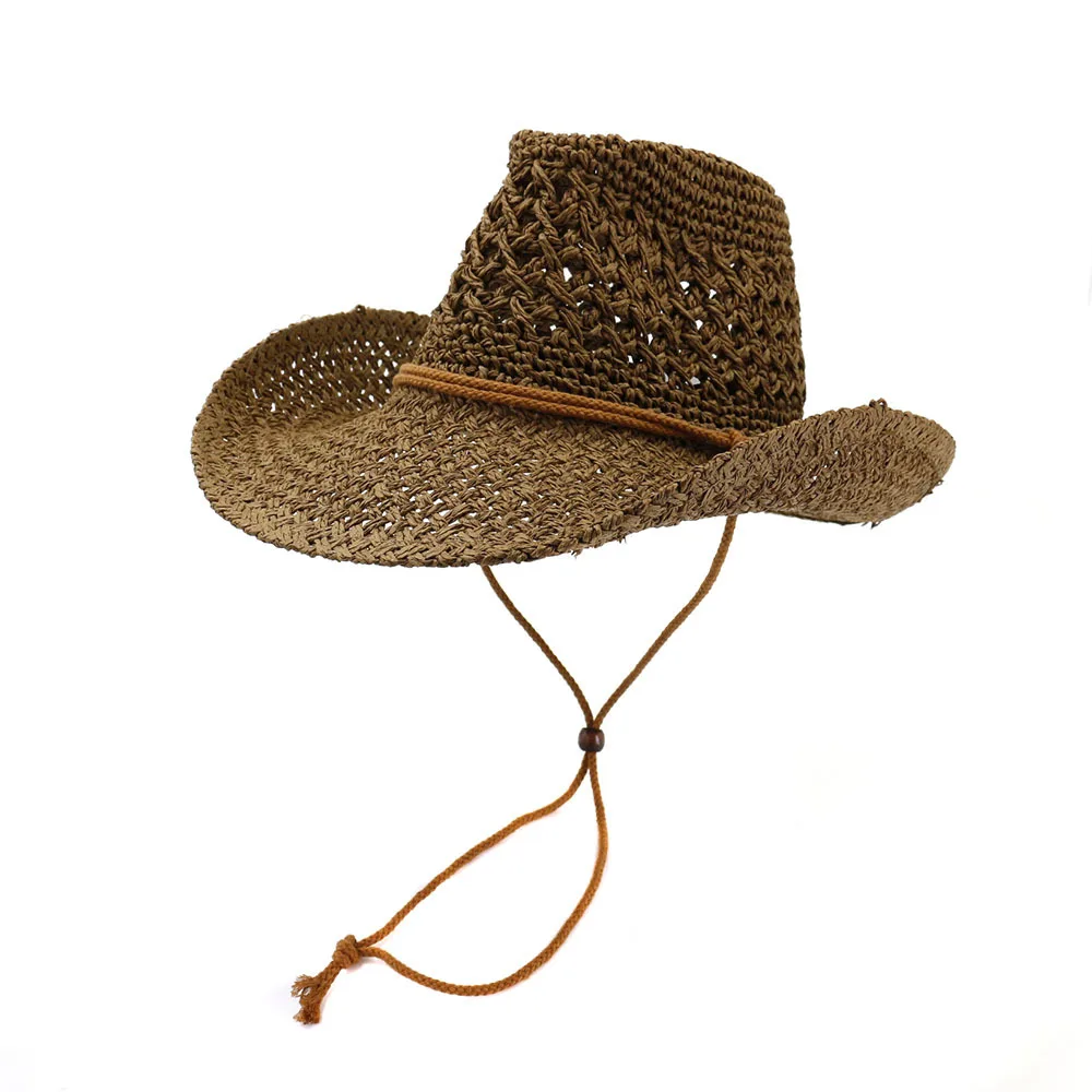 

Western Cowboy Handmade Straw Hat Top Hat Women's Outdoor Beach Hat Sun Visor Sun Protection Fashionable Hat