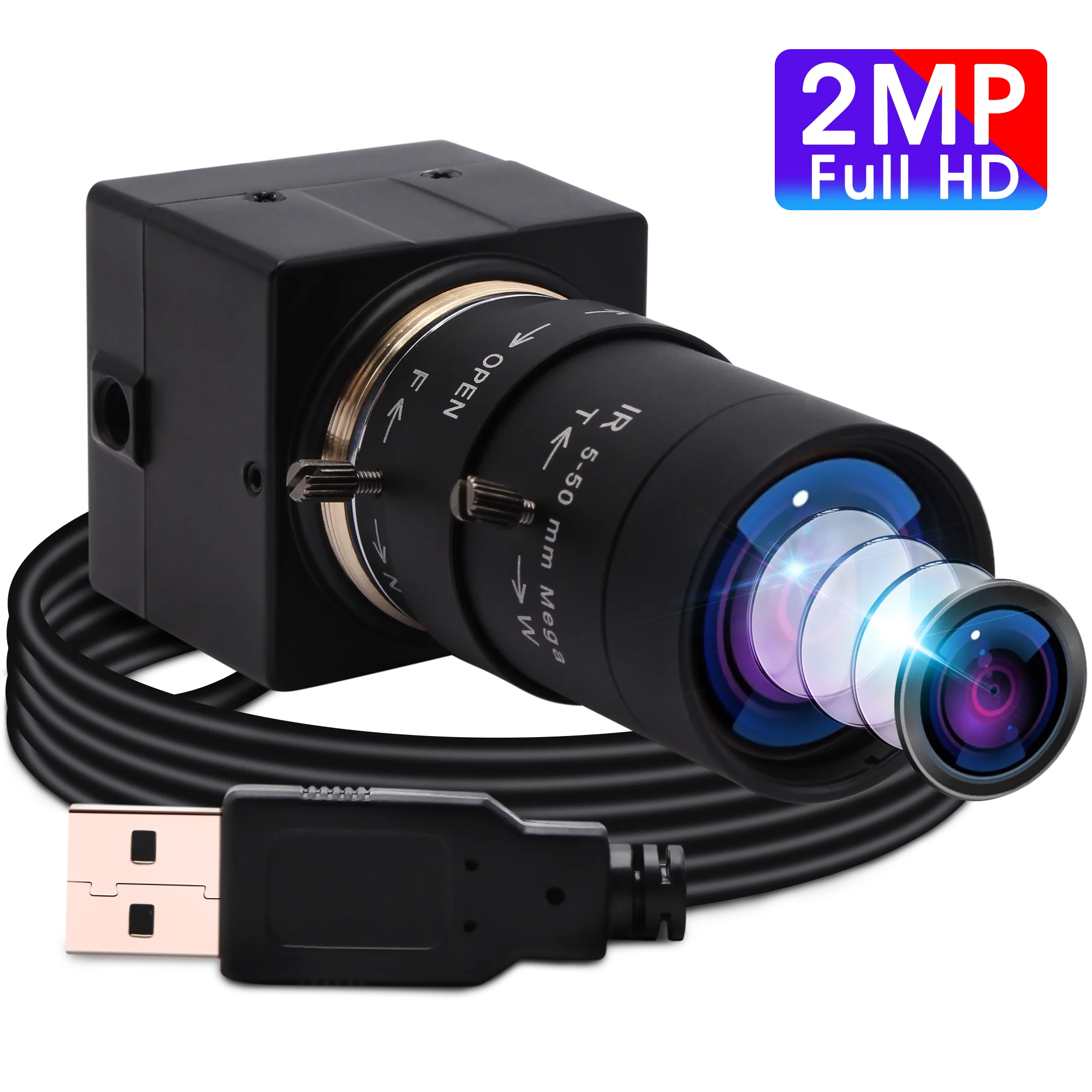 1080P USB веб-камера 5-50 мм объектив с креплением VaCS мини Чехол видео UVC для Windows Android Mac