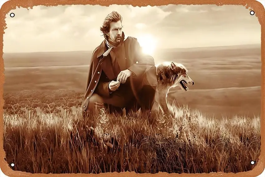 Kevn Costner Dnces Wth Wolves Sep Funny rt Metl Tn Sgn 8x12 nch Wll Decor Gfts для дома улицы начинающих обратителей