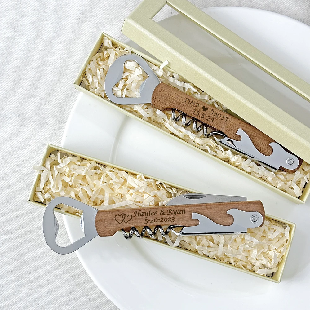 Свадебные сувениры для гостей Персонализированный штопор вина с коробкой