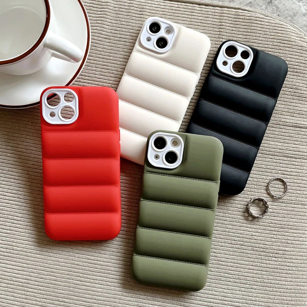 

Puffer Case For iPhone 13 Case Down Jacket Case Soft Silicone Back Cover for iPhone 11 12 13 Pro Max X XS XR 8 7 Plus Back Shell