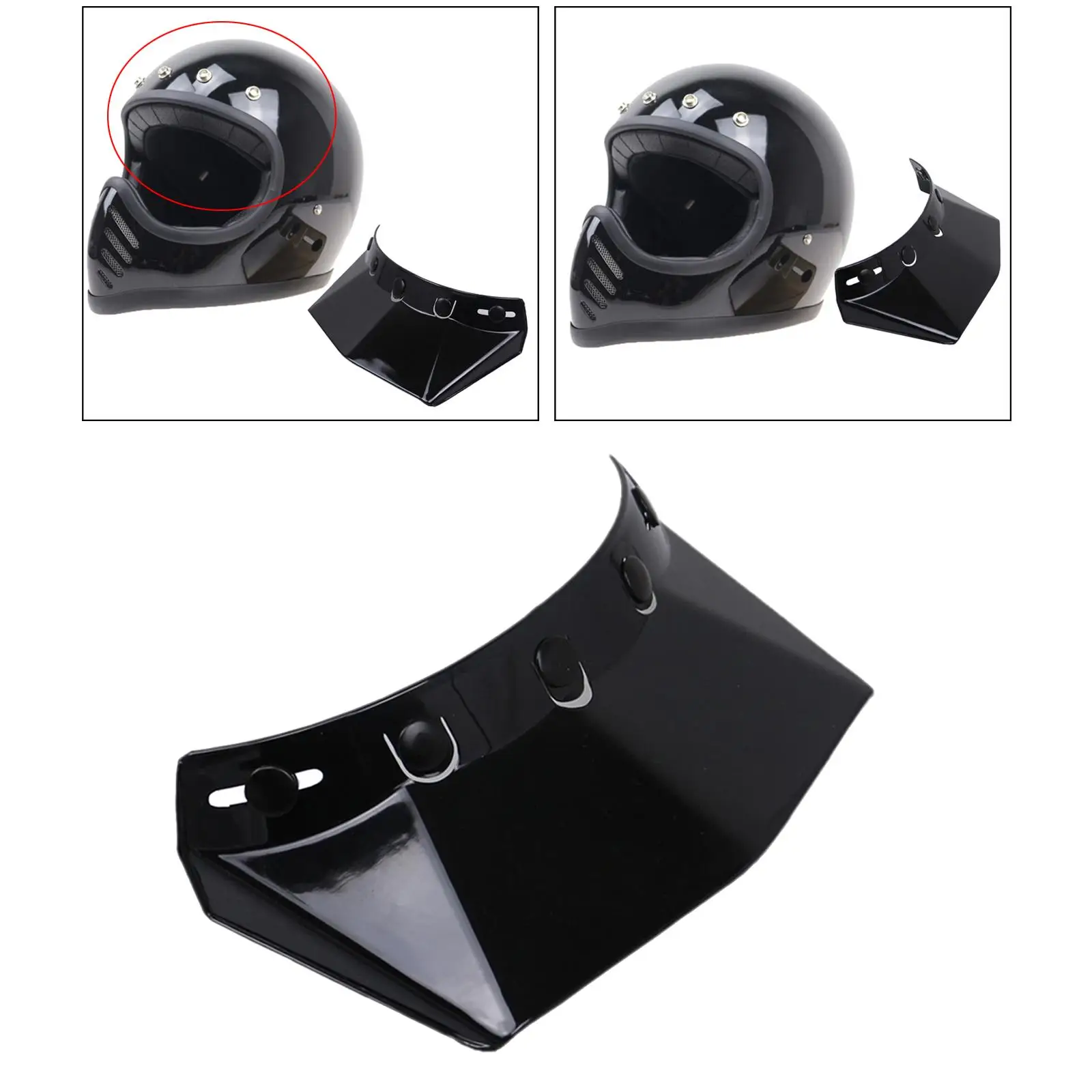 

5-Snap Motorcycle Helmet Visor Peak UV for Most Open Face Half Face Or Vintage Helmets