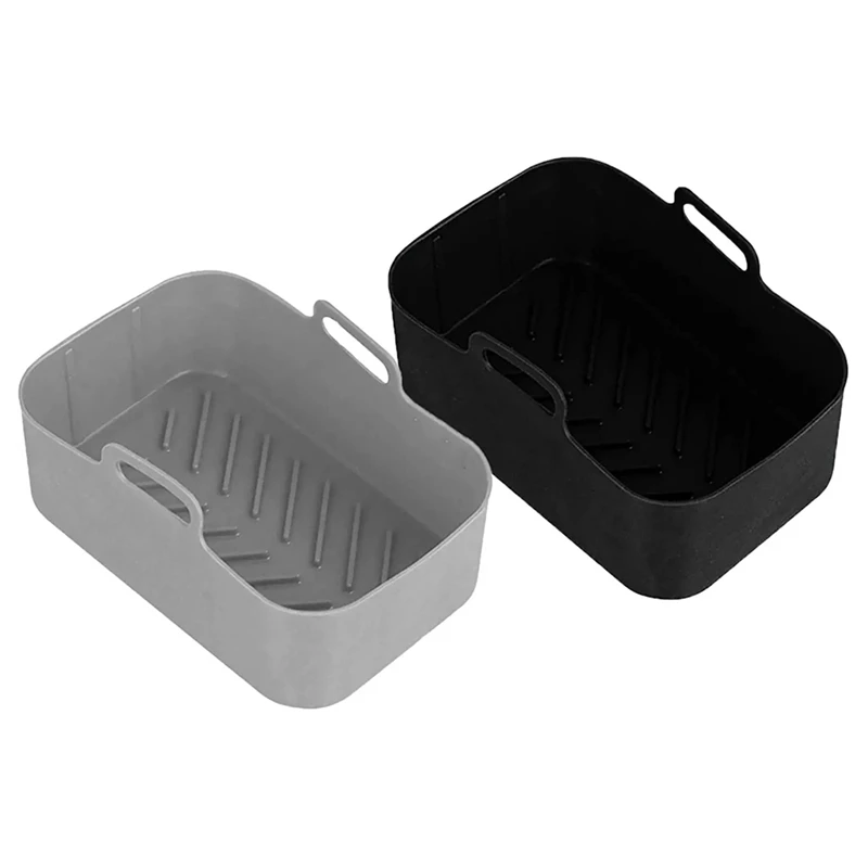 

2Pcs Air Fryer Silicone Pot For Ninja Foodi Dual DZ201/DZ401 Rectangular Silicone Air Fryer Liners Basket Air Fryer Part