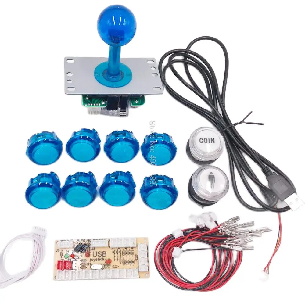 

Zero Delay Joysticks Arcade DIY Kit USB Encoder To PC Raspberry Pi Copy Sanwa Joystick+ LED Light Illuminated Push Button