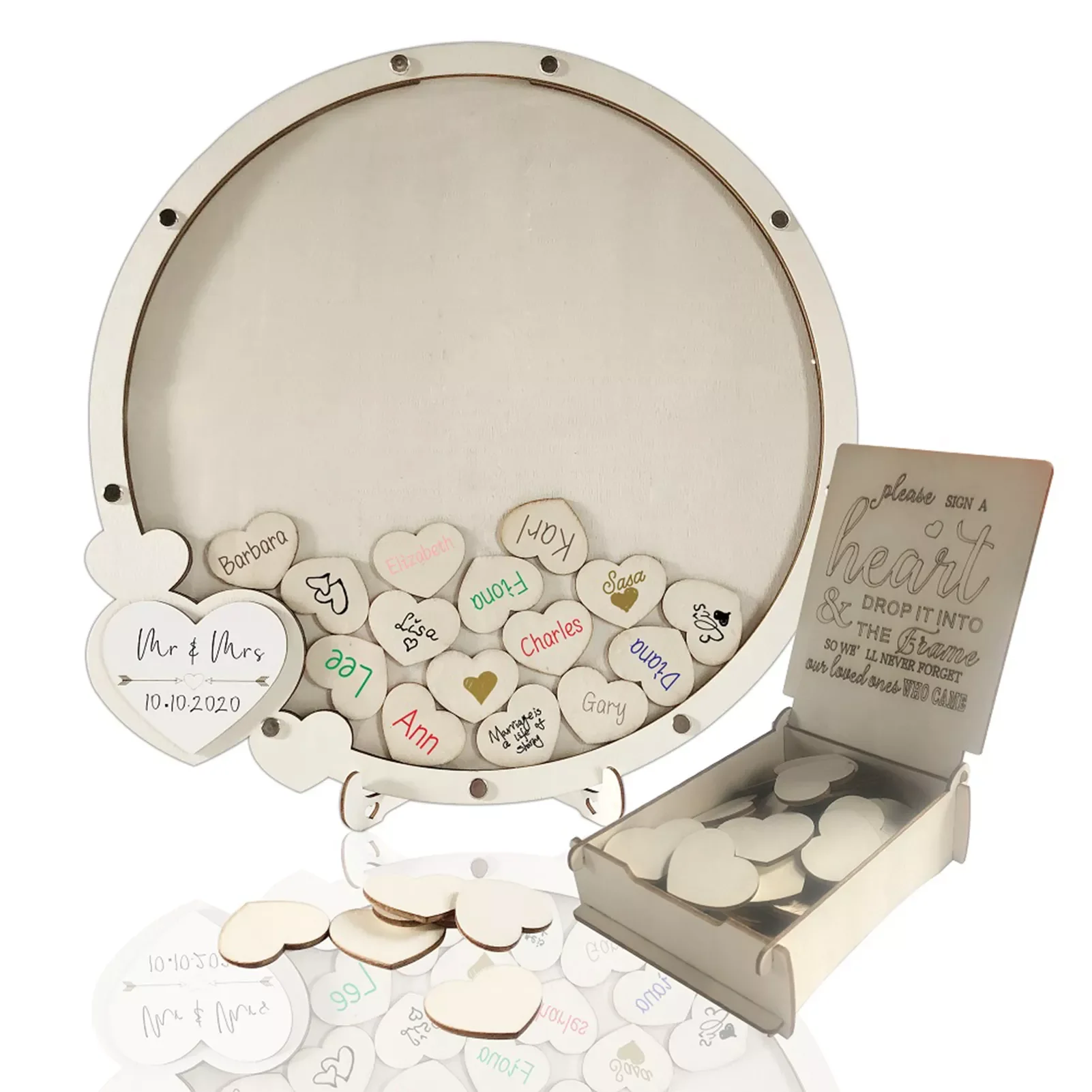 

60 шт., деревянная коробка в форме сердца