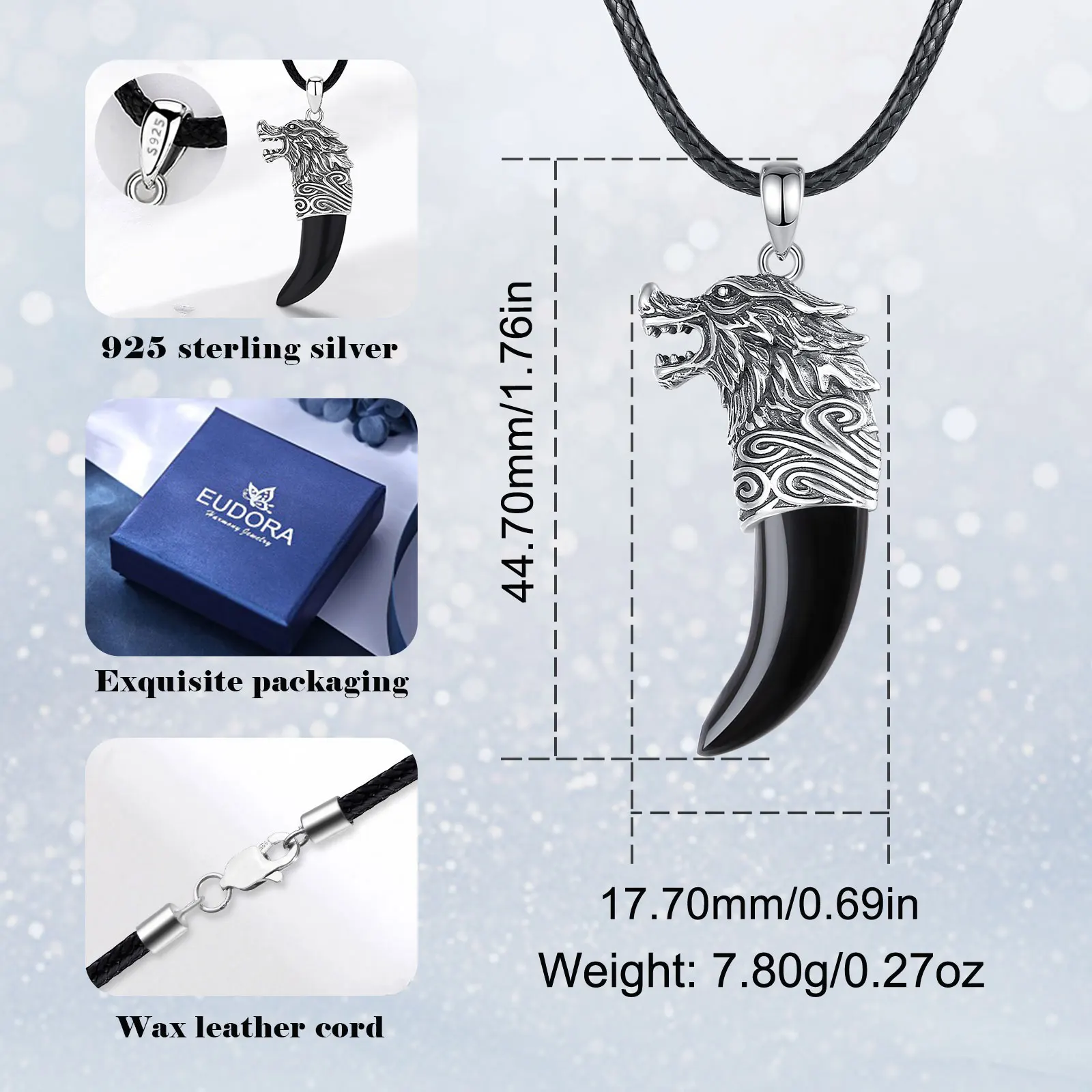Eudora ожерелье из стерлингового серебра 925 пробы с волком для женщин и мужчин