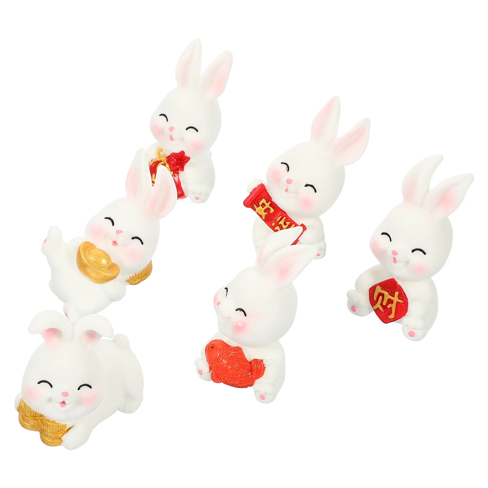 

Rabbit Bunny Figurines Miniature Year Statue New Figurine Mini Chinese Decor Animal Landscape Garden Zodiac Ornament Figure Tiny