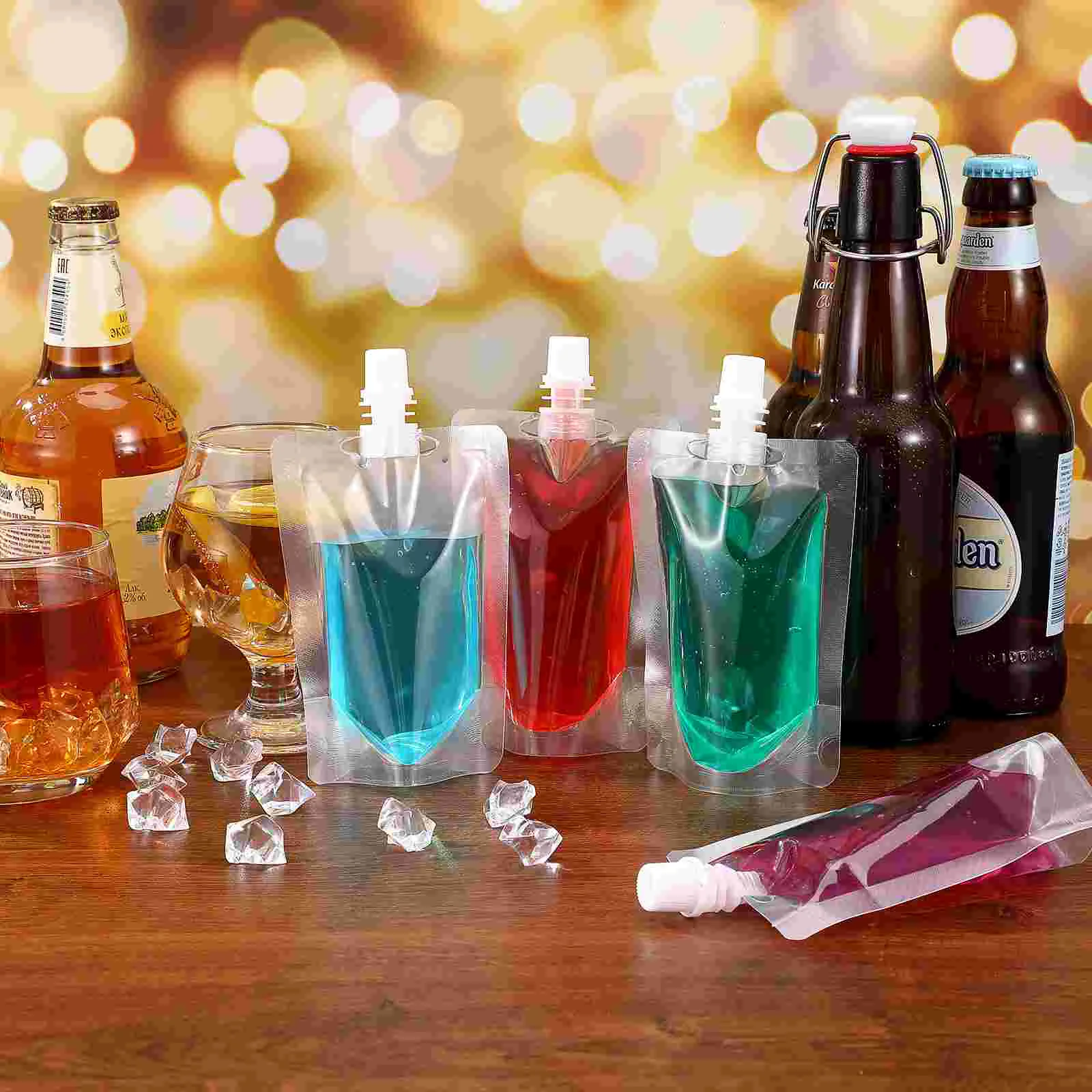 

50 Pcs Drink Bags 100Ml Plastic Drink Pouches Plastic Nozzle Clear Beverage Pouches Nozzle Cap Leek Proof Beverage Juice