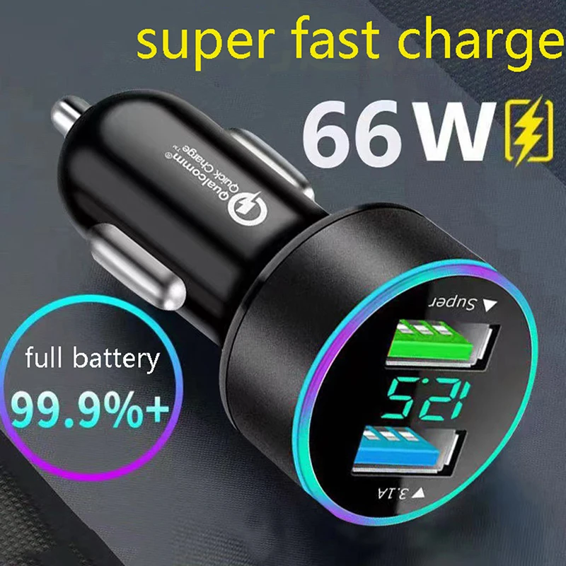 

Car Charger 66w UsB C QC Fast Auto Chargin For Cars Power Adapter LED Fast Charging Mobile Phone Charge For Xiaomi Huawei