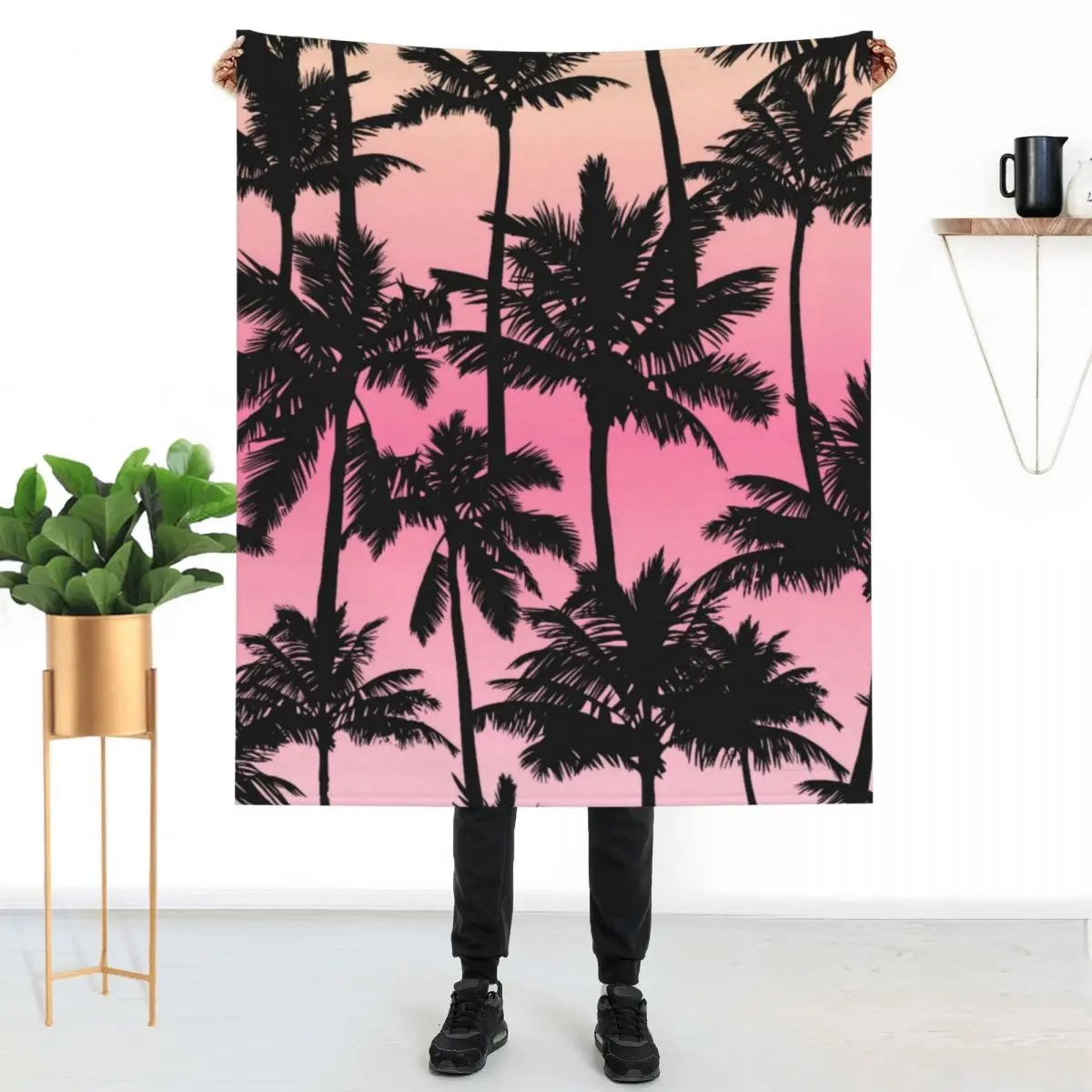 

Sunset Beach Print Blanket Palm Tree Cozy Customize Throw Blanket Very Warm For Sleeping Blankets