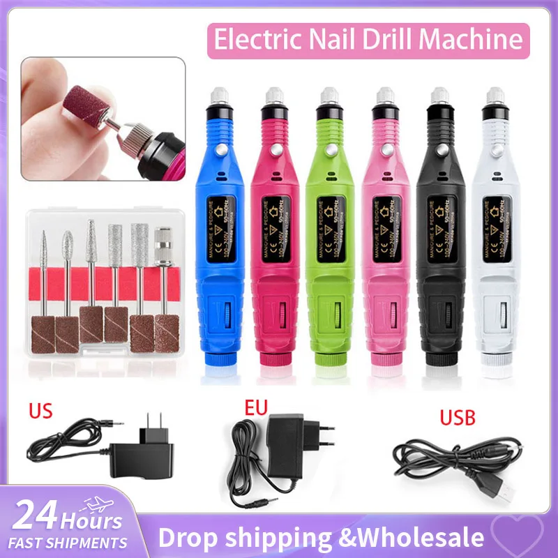 

Professional Electric Nail Drill Machine Manicure Milling Cutter Nail Drill Bits Files Polisher Sander Gel Polish Remover Tools