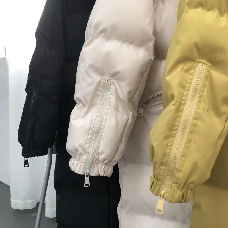 Korean Women's Oversize Over Knee Long Warm Coat Mid Length Winter Down Parkas 2022 New Vintage Winter Cotton Padded Jacket