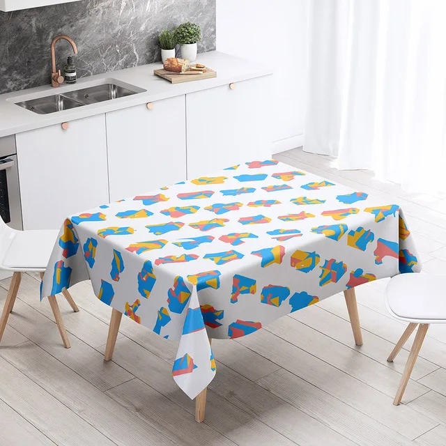 

Geometric spotted tablecloth for home decoration, anti fouling and waterproof dining table decoration, rectangular kitchen firep