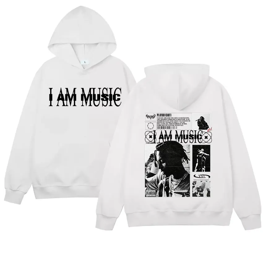Фото Playboi Carti I Am Music Album 2025 Толстовка с графикой Мужская мода Пуловер в стиле хип-хоп Толстовка Y2K Унисекс Винтаж Негабаритные толстовки №2