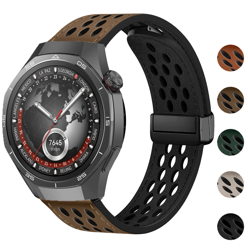 Фото Кожаный ремешок для Huawei Watch GT 5 Pro 4 3 2 2e Спортивный ремешок Магнитный браслет для Huawei Watch 4 4Pro 3 3Pro GT5 GT4 GT3 GT2 2E №1