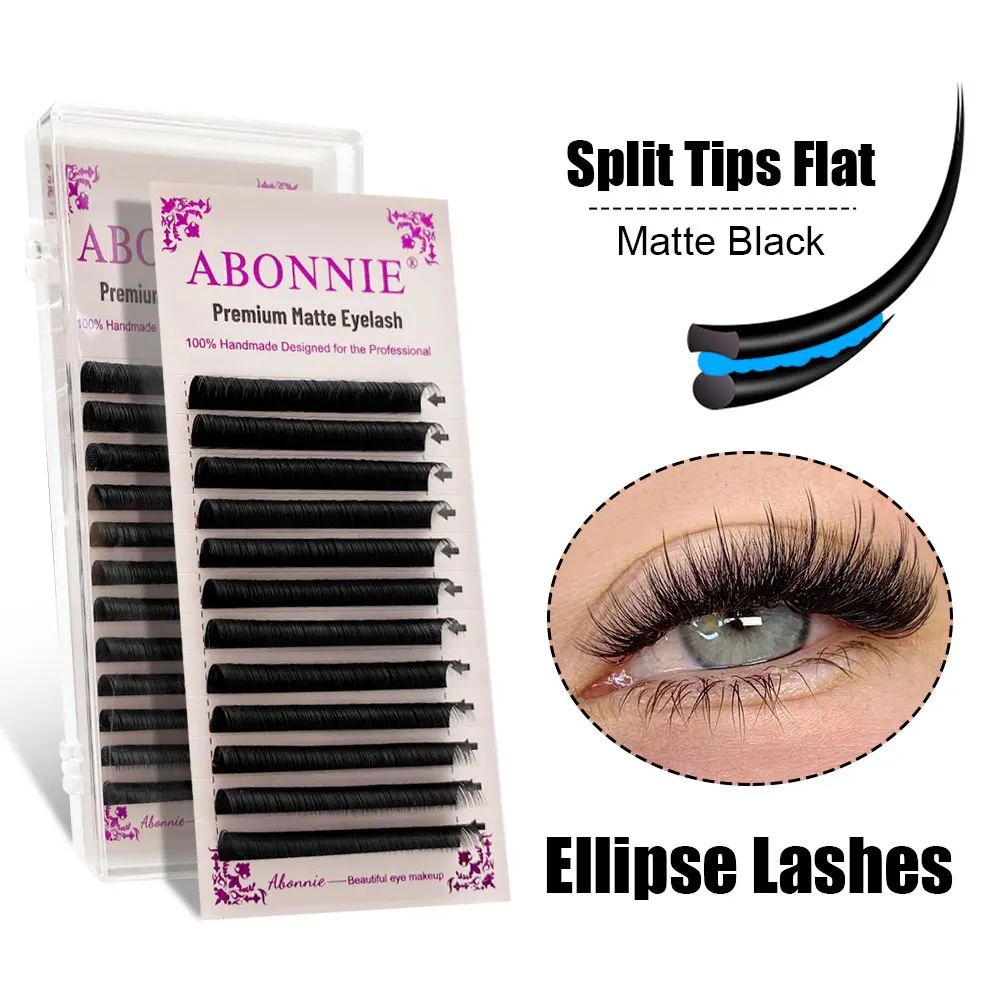 

Abonnie Split-tips Ellipse Flat Lashes Cashmere Eyelash Extension Individual Matte Volume Cilios
