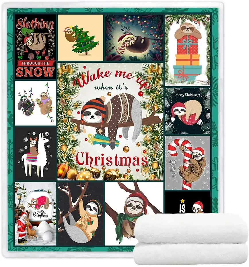 

Рождественские пледы YunTu с тематикой ленивецов, супер мягкие и теплые шерпа одеяла для дивана, дивана, Ленивец, подарки для детей и взрослых