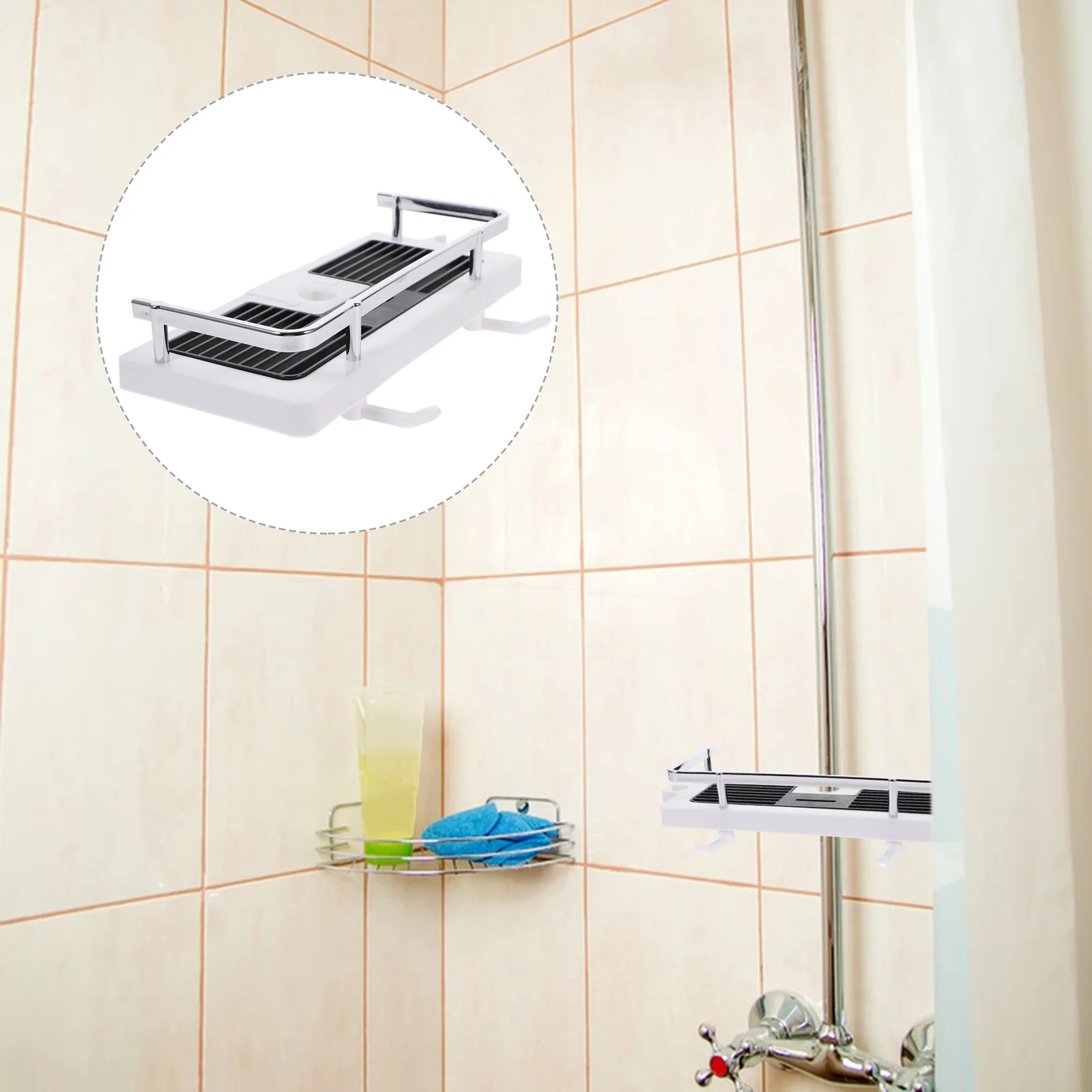 

Shower Storage Bathroom Shelfrack Organizerwall Tray Basket Corner Inside Hanging Shelves Head Overstand Steel Mounted Holder
