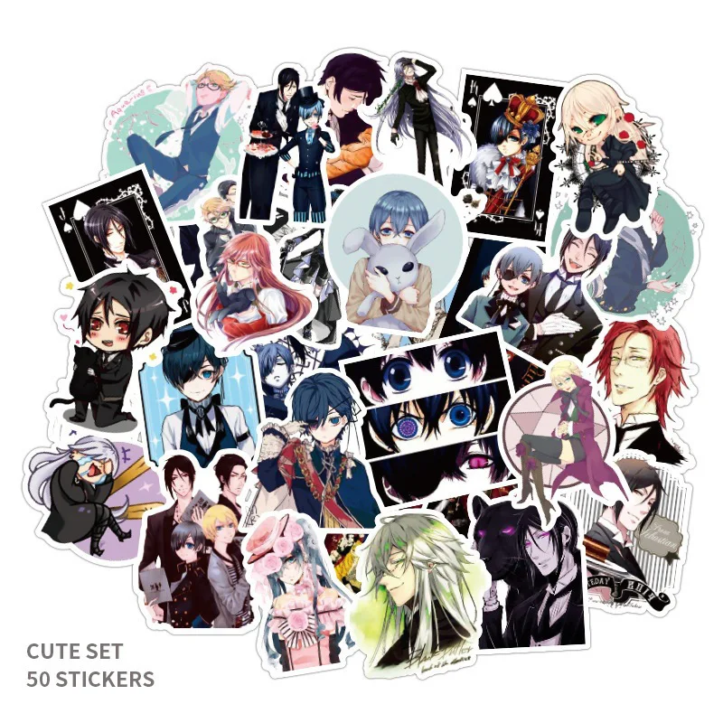 

10/30/50PCS Anime Black Butler Stationery Stickers Motorcycle Luggage Skateboard Cool Classic Toy Cartoon PVC Decal for Kid Gift