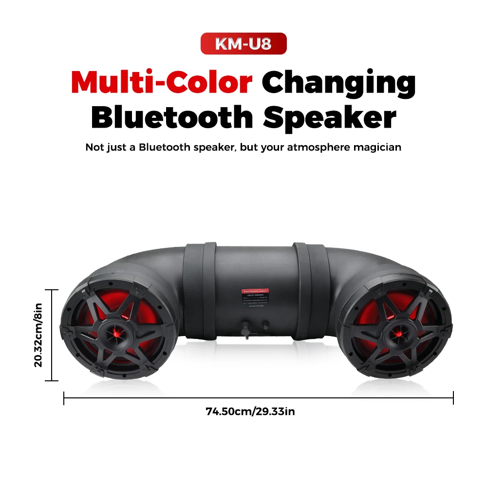 

Аудиосистема Bluetooth для квадроциклов, двойные водонепроницаемые динамики 8.0 дюймов с RGB-подсветкой, совместимые с Polaris Sportsman 570 и Can-Am Outlander