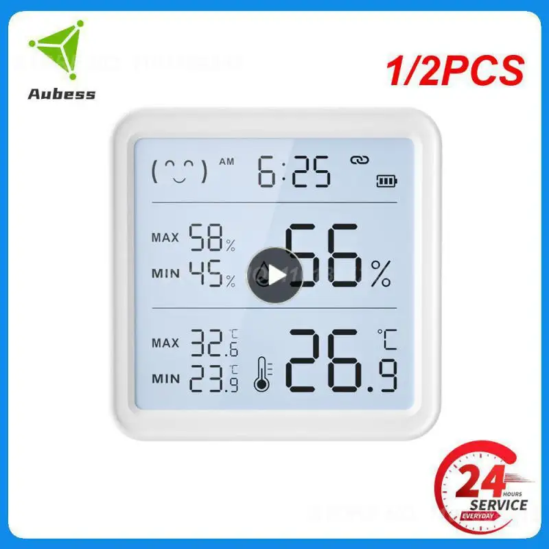 

Датчик влажности и температуры Tuya с подсветкой, Термометр-Гигрометр с дистанционным управлением через приложение, 1/2 шт.