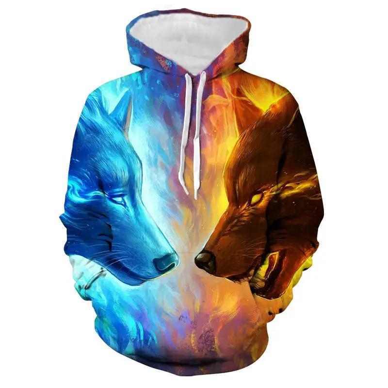 

3D Wolf Hoodies Men Hooded Animal Wolf Printed Hoodie Sweatshirts Tracksuits Man/women Jackets Funny Hoody DropShipping
