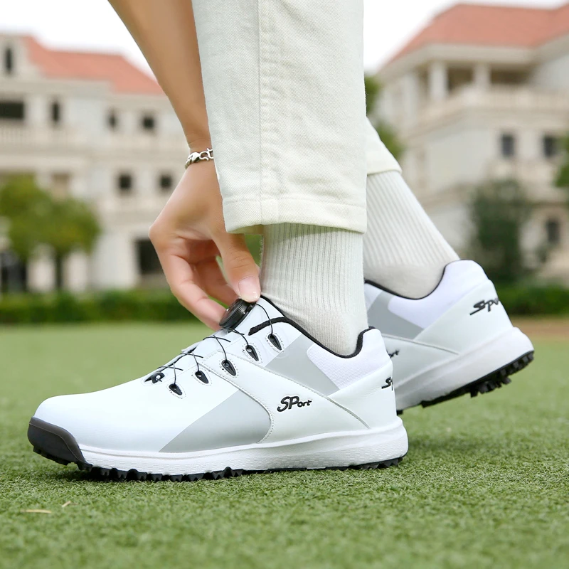 Lovers' professional spin button golf shoes Leather breathable waterproof anti-skid training shoes Sports shoes Activity spikes