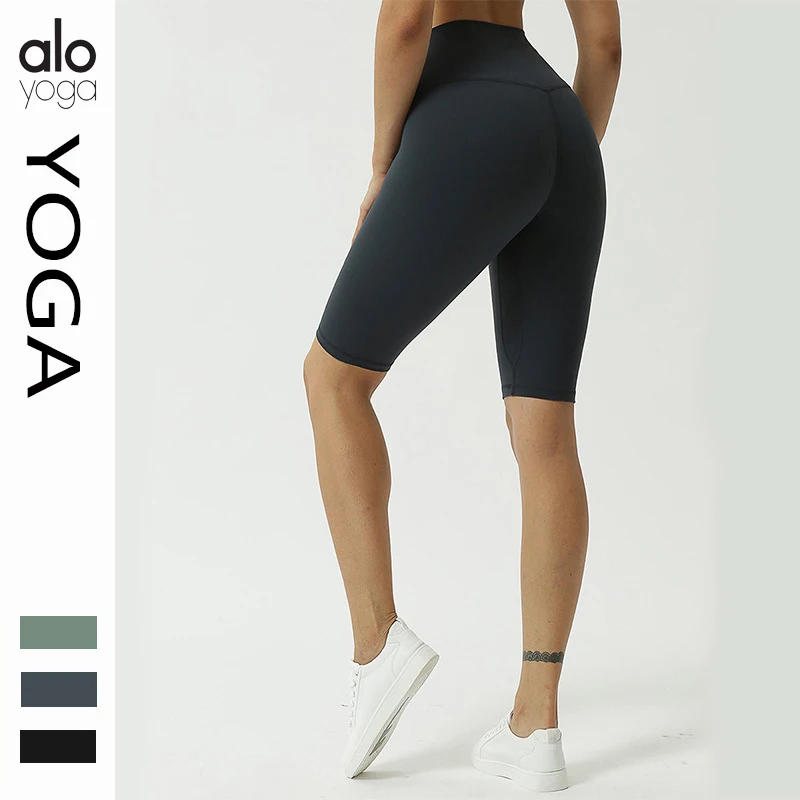 

Alo Running Sports Fitness Capris Yoga Sweating Pants New Double Face Brushed Nude Feel Hip Lifting Tights