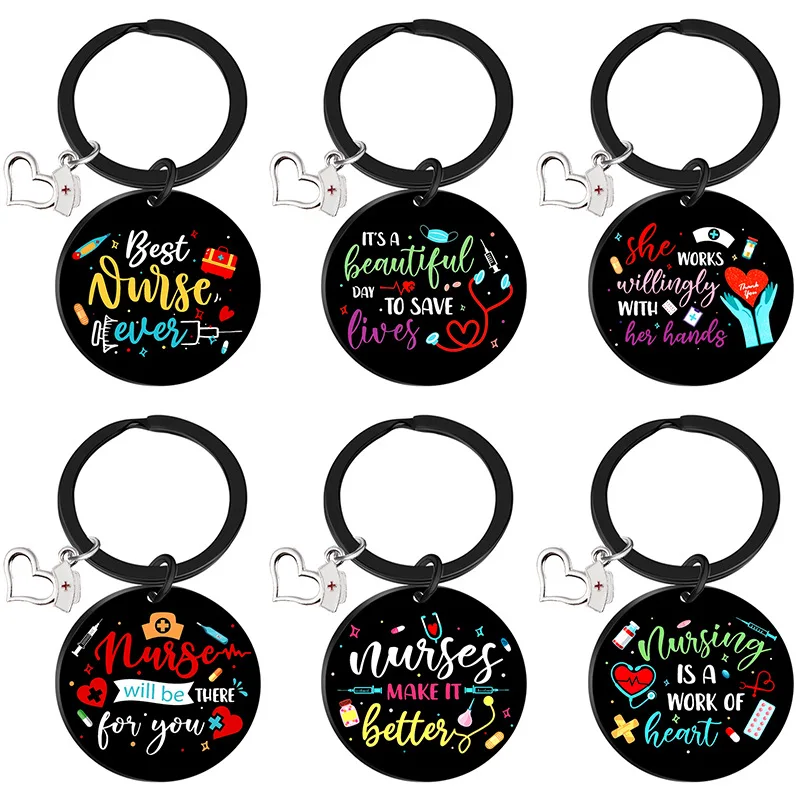 

New Jewelry Accessories Popular 2023 Nurses Day Colorful Stainless Steel Keychain Creative Copy Gift