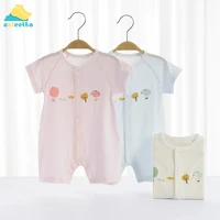 baby bodysuit thin summer romper pure cotton pair button shortsleeve clothes newborn boys and girls pajamas climbing clothes