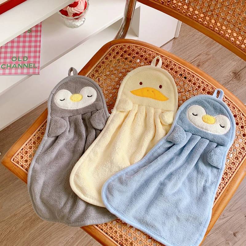 Kitchen Supplies Embroidery Soft Hand Towel For Household Cute Cartoon Pig Wall Mounted